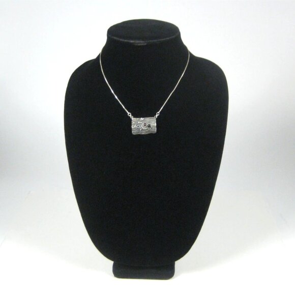 Pendant Sterling Silver 925 Necklace 17 inch Box Chain Stone Cabochon Artisan 10 - Picture 4 of 9